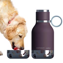 Asobu Vattenflaska i rostfritt stål för hund med skål i BURGUNDY